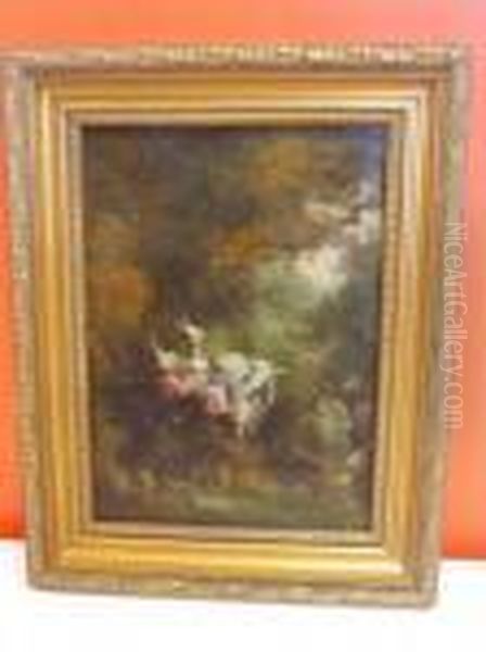 Sur La Balancoire Oil Painting by Adolphe Joseph Thomas Monticelli