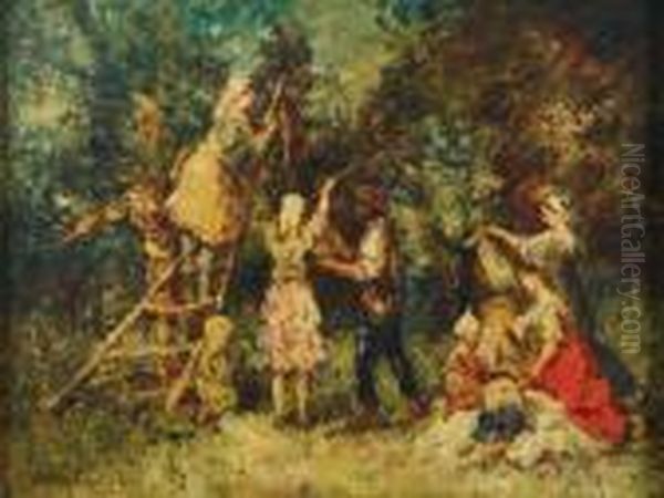 La Cueillette Des Olives Oil Painting by Adolphe Joseph Thomas Monticelli