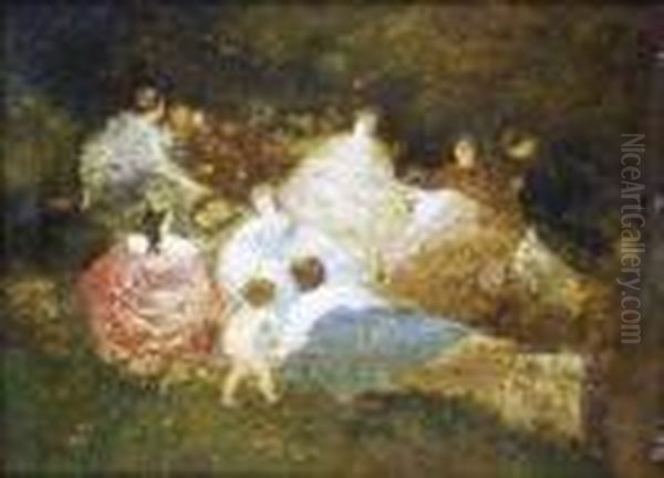 Le Jardin Damour Oil Painting by Adolphe Joseph Thomas Monticelli