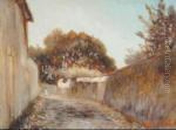 Environs De Ganagobie Oil Painting by Adolphe Joseph Thomas Monticelli