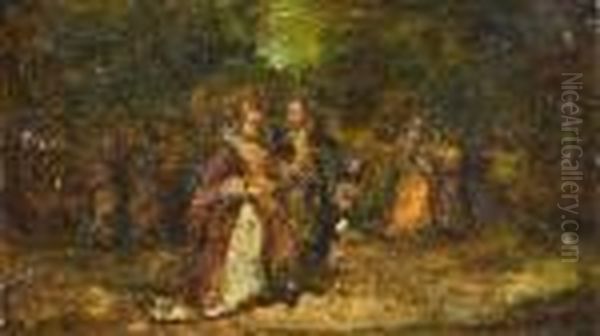 Couples Dans Un Paysage Oil Painting by Adolphe Joseph Thomas Monticelli