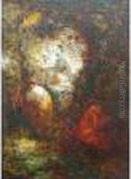 Elegante Dans Un Parc Oil Painting by Adolphe Joseph Thomas Monticelli