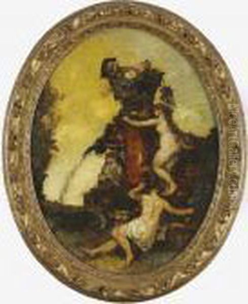 Women Besides The Fountain Oil Painting by Adolphe Joseph Thomas Monticelli