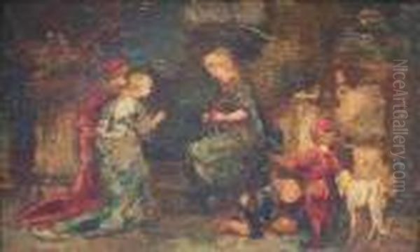 Scene De Parc Oil Painting by Adolphe Joseph Thomas Monticelli