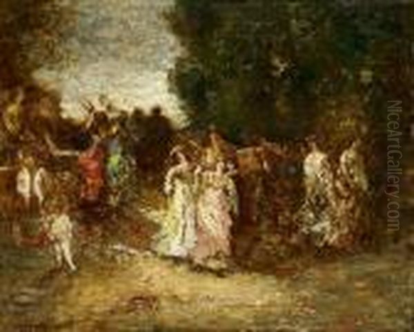 Fete Galante Dans Le Parc Oil Painting by Adolphe Joseph Thomas Monticelli