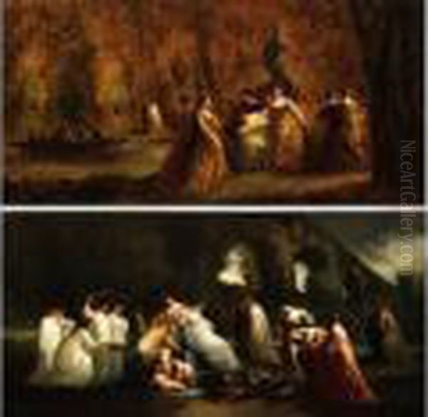 Gemaldepaar Oil Painting by Adolphe Joseph Thomas Monticelli