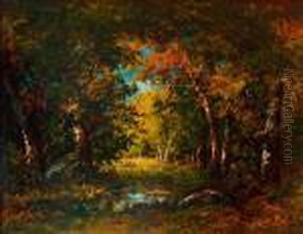 Fiston Et Son Compagnon. Oil Painting by Adolphe Joseph Thomas Monticelli