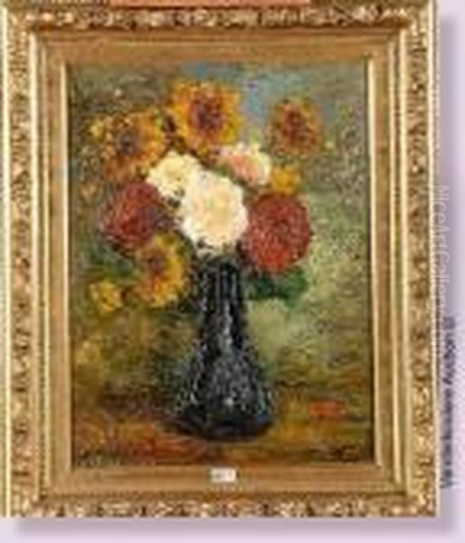 Vase De Fleurs Oil Painting by Adolphe Joseph Thomas Monticelli
