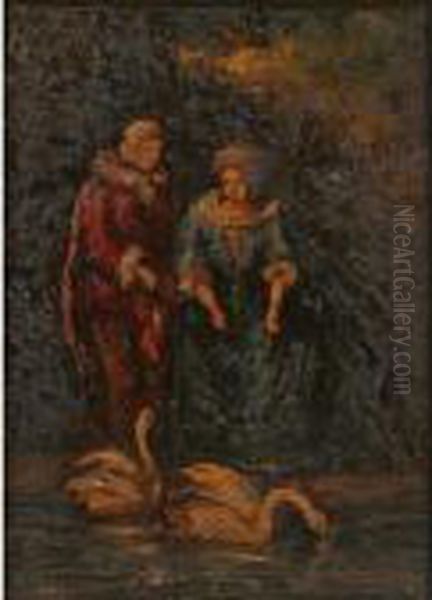 Layered And Glazed Technique With Palette Knife Texturing Oil Painting by Adolphe Joseph Thomas Monticelli