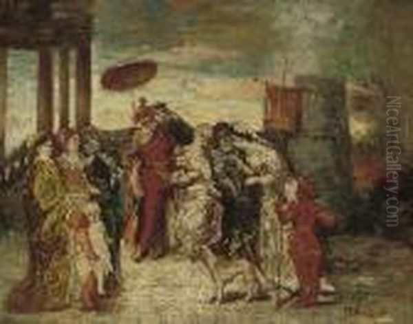 Elegant Company Oil Painting by Adolphe Joseph Thomas Monticelli