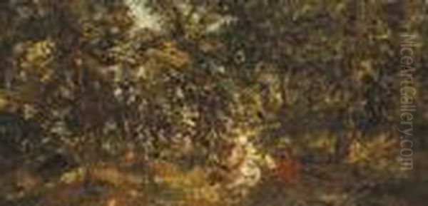 Femmes Dans Les Sous-bois Oil Painting by Adolphe Joseph Thomas Monticelli