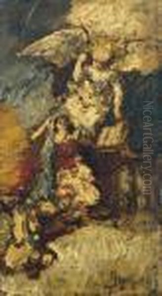 L'annonciation Oil Painting by Adolphe Joseph Thomas Monticelli