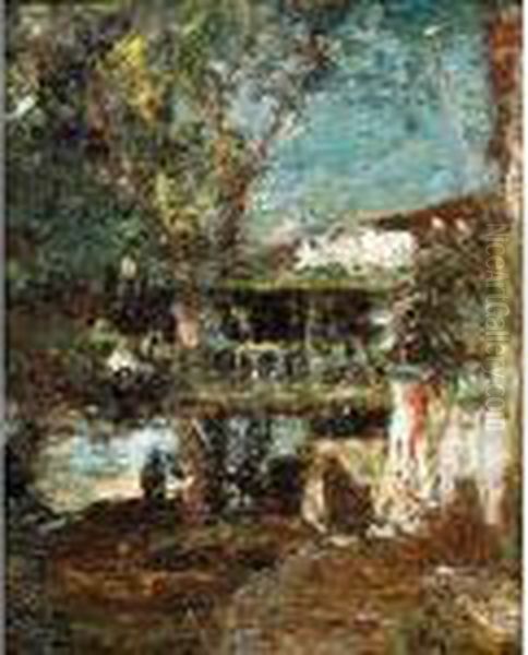 Paysage Oil Painting by Adolphe Joseph Thomas Monticelli