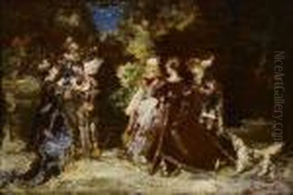 Fete Champetre. Oil Painting by Adolphe Joseph Thomas Monticelli