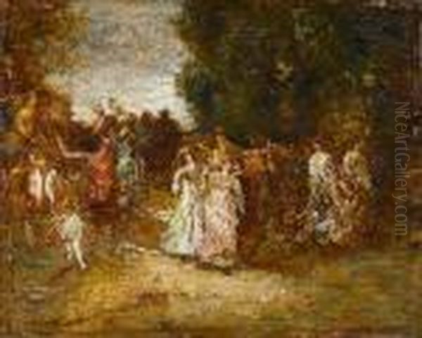 Fete Galante Oil Painting by Adolphe Joseph Thomas Monticelli