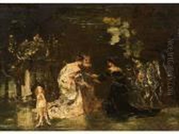 Rencontre Au Bois Oil Painting by Adolphe Joseph Thomas Monticelli