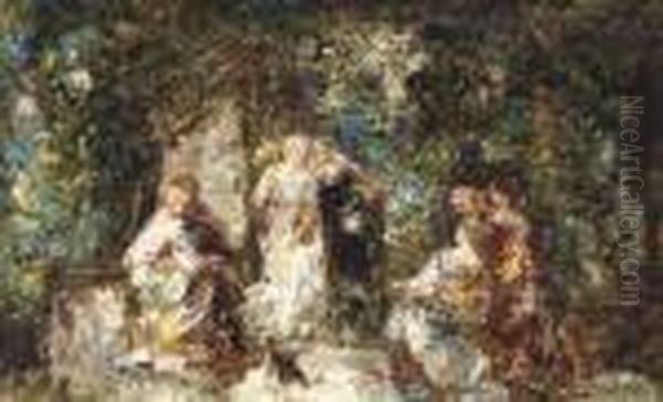 Fete Galante Oil Painting by Adolphe Joseph Thomas Monticelli