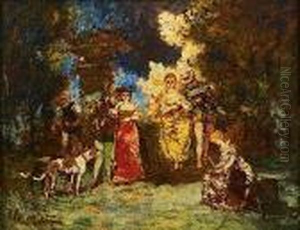 L'harmonie En Jaune Oil Painting by Adolphe Joseph Thomas Monticelli