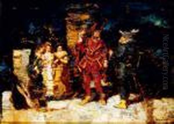 Scene De Faust Oil Painting by Adolphe Joseph Thomas Monticelli