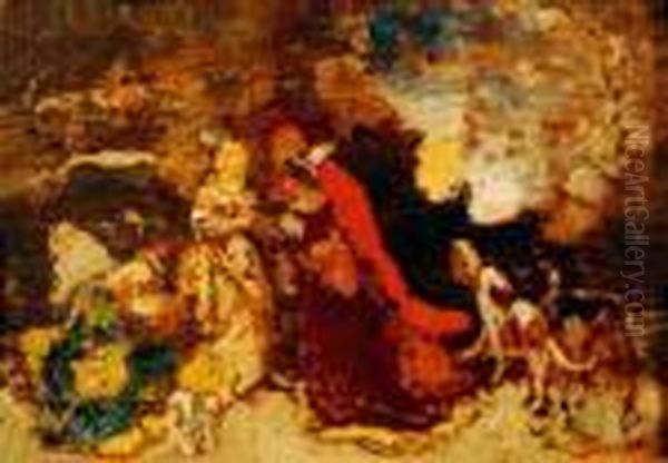 Conversation Dans Un Parc Oil Painting by Adolphe Joseph Thomas Monticelli