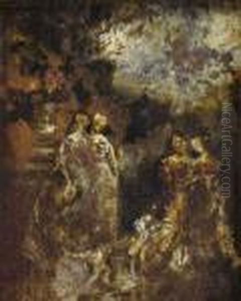 Caricature Oil Painting by Adolphe Joseph Thomas Monticelli