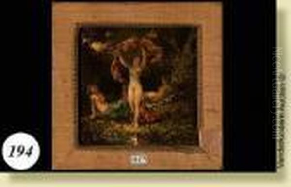 Les Trois Graces Oil Painting by Adolphe Joseph Thomas Monticelli