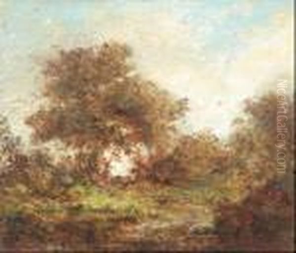 Paysage Aux Chenes Feuillus Oil Painting by Adolphe Joseph Thomas Monticelli