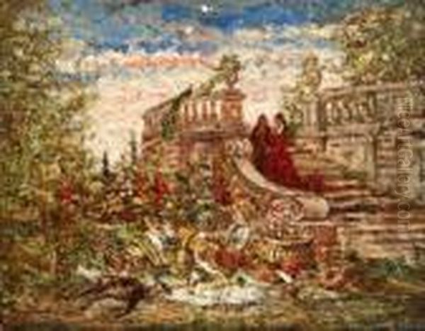 Landscape Banquet Oil Painting by Adolphe Joseph Thomas Monticelli