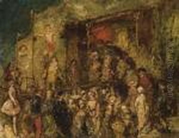 La Fete Foraine, L'homme Fort Oil Painting by Adolphe Joseph Thomas Monticelli