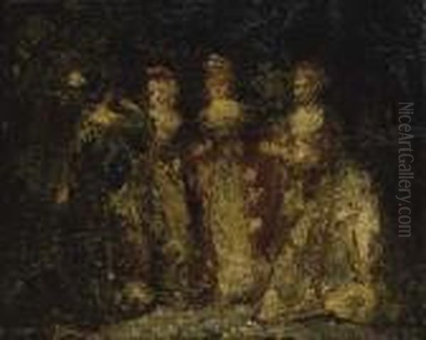 Scene Galante Oil Painting by Adolphe Joseph Thomas Monticelli