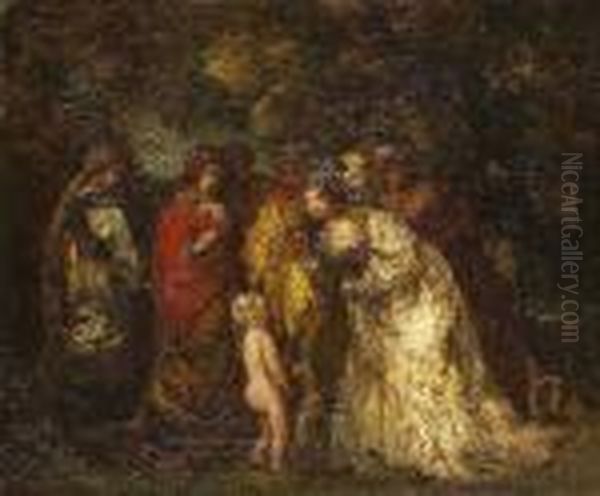 Conversation Avec Un Amour Oil Painting by Adolphe Joseph Thomas Monticelli