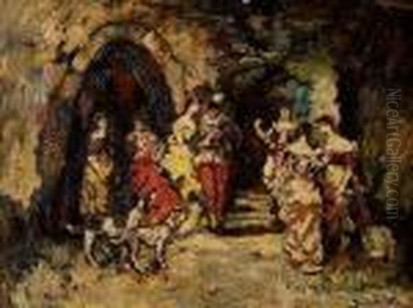 Le Bal Oil Painting by Adolphe Joseph Thomas Monticelli