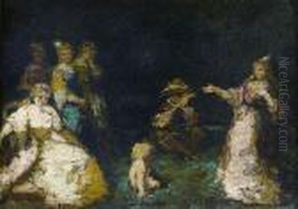 L'hymne Vesperal Oil Painting by Adolphe Joseph Thomas Monticelli