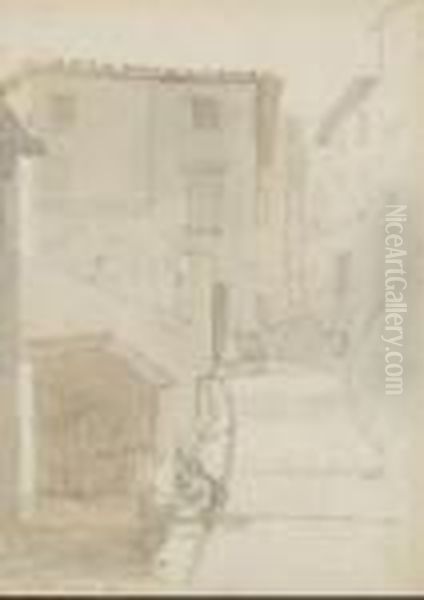 Personnages Dans La Rue, 28 Avril 1844 Oil Painting by Adolphe Joseph Thomas Monticelli