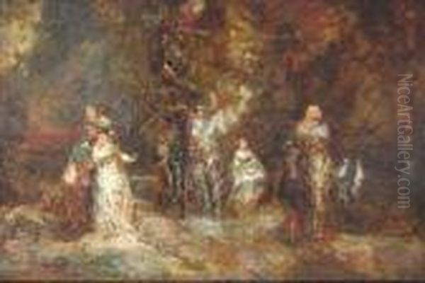 Scene De Parc Oil Painting by Adolphe Joseph Thomas Monticelli