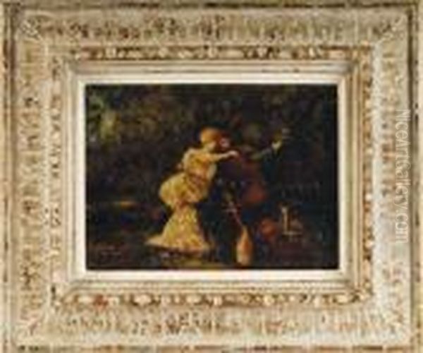 Scene Galante Dans Un Parc Oil Painting by Adolphe Joseph Thomas Monticelli