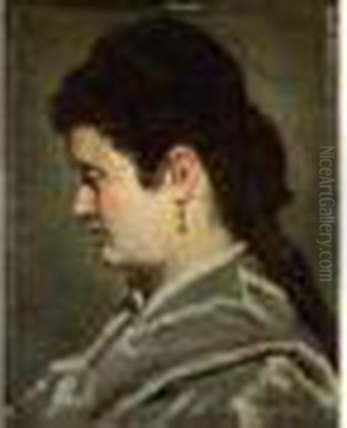 Portrait Presume De Madame Teissier Oil Painting by Adolphe Joseph Thomas Monticelli
