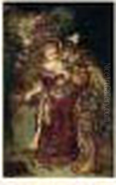 Deux Personnages Dans Un Parc Oil Painting by Adolphe Joseph Thomas Monticelli