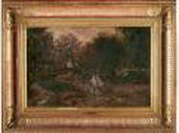 Paysage Aux Environs De Lyon, Circa 1870 Oil Painting by Adolphe Joseph Thomas Monticelli