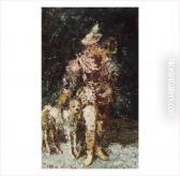 Le Piqueux Et Son Chien Oil Painting by Adolphe Joseph Thomas Monticelli
