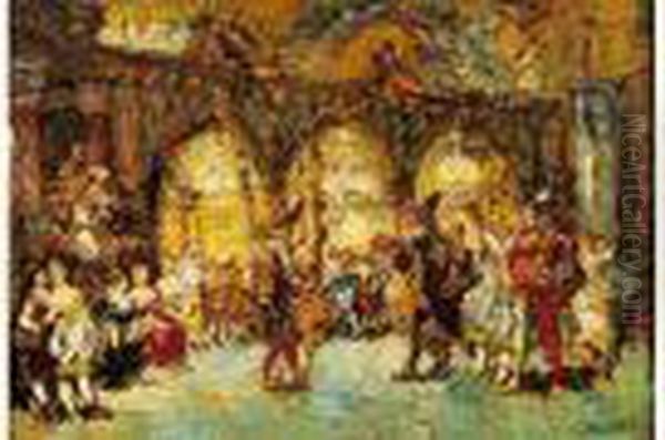 Le Bal Masque Oil Painting by Adolphe Joseph Thomas Monticelli