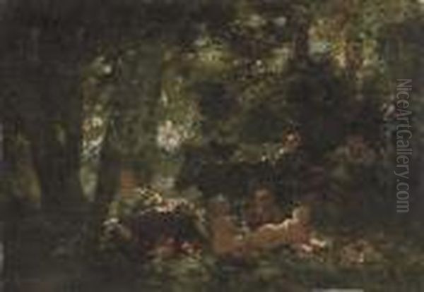 Fete Champetre Oil Painting by Adolphe Joseph Thomas Monticelli