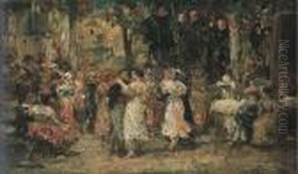 Au Ball Oil Painting by Adolphe Joseph Thomas Monticelli