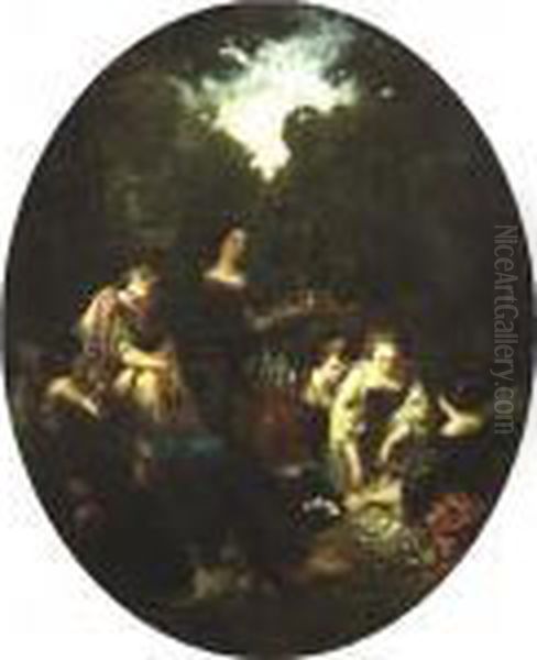 Figures In A Garden Oil Painting by Adolphe Joseph Thomas Monticelli