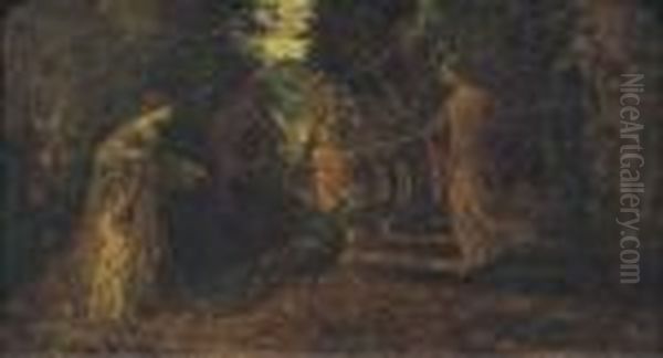 The Peacock Oil Painting by Adolphe Joseph Thomas Monticelli