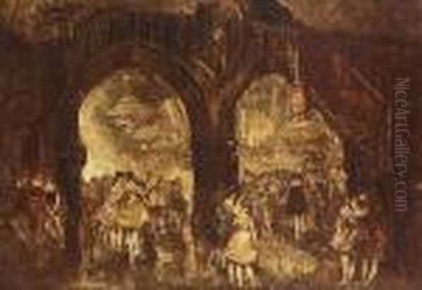 Le Bal Masque Oil Painting by Adolphe Joseph Thomas Monticelli