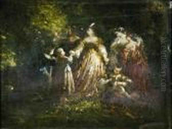 Figuras. Oil Painting by Adolphe Joseph Thomas Monticelli