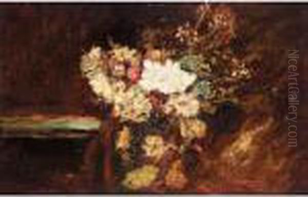 Bouquet Of Flowers Oil Painting by Adolphe Joseph Thomas Monticelli