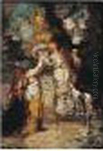 Scene De Parc Oil Painting by Adolphe Joseph Thomas Monticelli