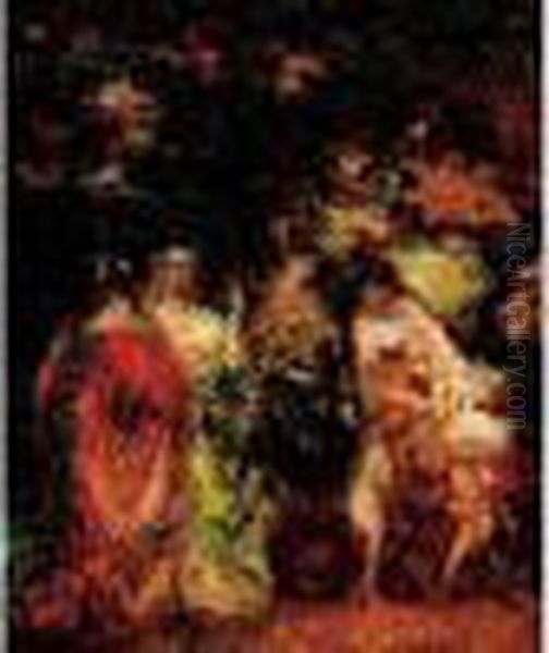 Conversation Dans Le Parc Oil Painting by Adolphe Joseph Thomas Monticelli